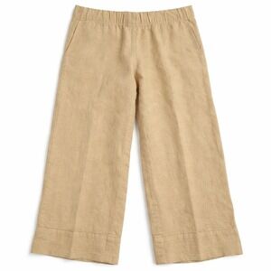 Pure Jill Linen Pants – XS Petite Tan Garment-Dyed Cropped Wide-Leg